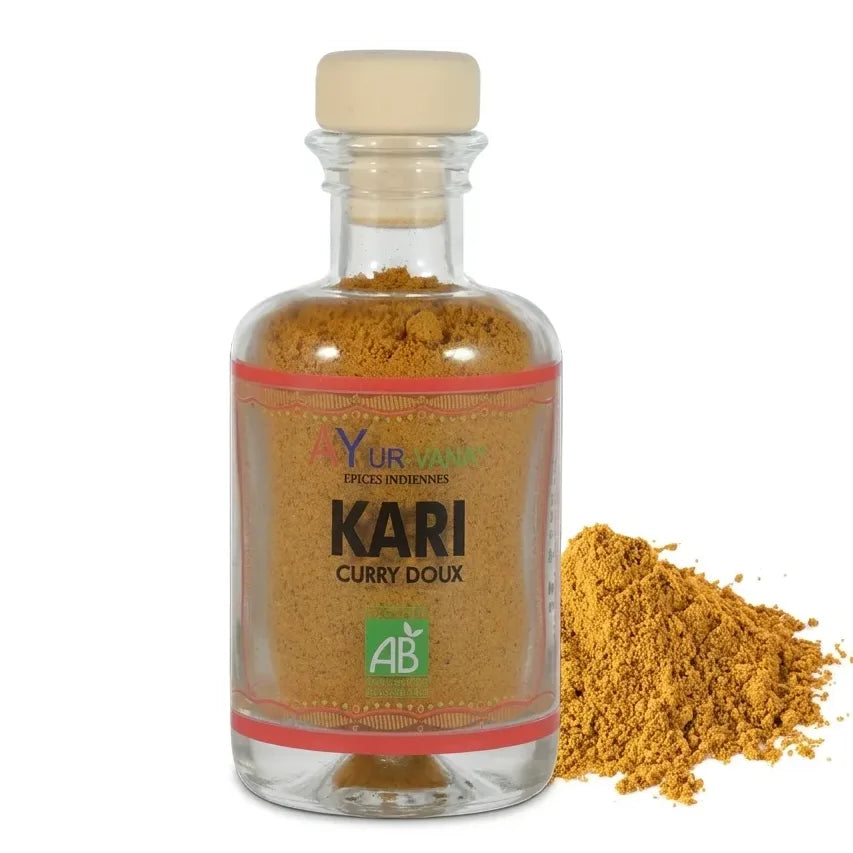 Kari bio Ayurvana - Pot d'épices curry biologique avec bouchon liège