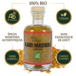 Pot Kari Madras bio Ayurvana certification AB, épices indiennes authentiques, sans additifs
