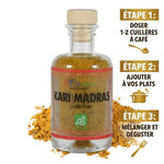 Kari Madras bio Ayurvana - Pot d'épices avec guide d'utilisation en 3 étapes