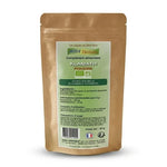 Poudre Klamath bio vegan en sachet kraft avec étiquette verte sur fond blanc