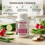 Gélules Konjac Neodiet 625mg - Posologie 1 gélule matin et soir avec eau