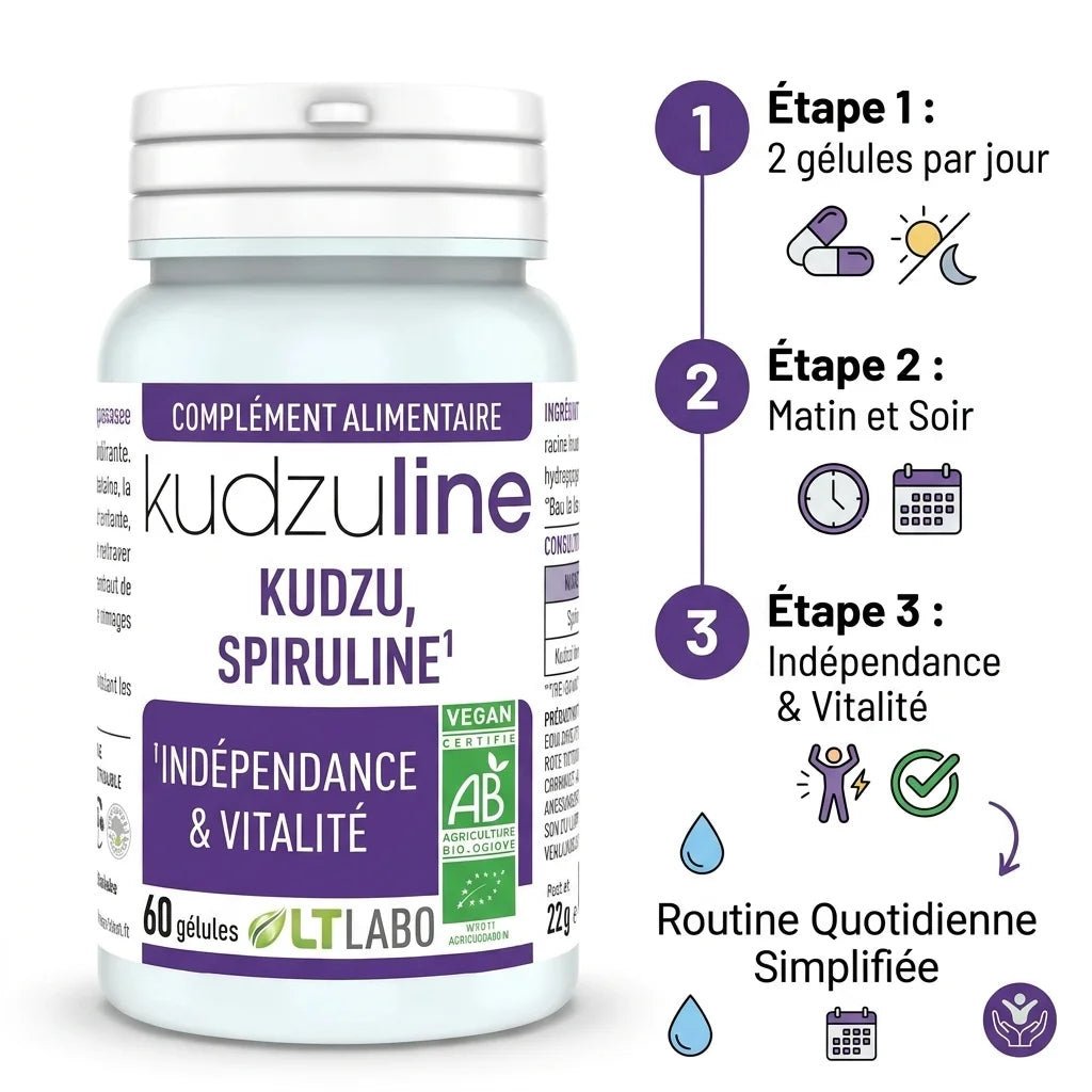 Kudzuline Bio gélules posologie 2 par jour matin soir vitalité indépendance