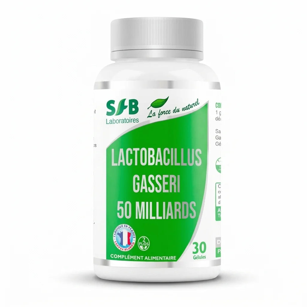 Bouteille L-Gasseri 50 milliards SFB gélules gastro-résistantes supplément probiotique