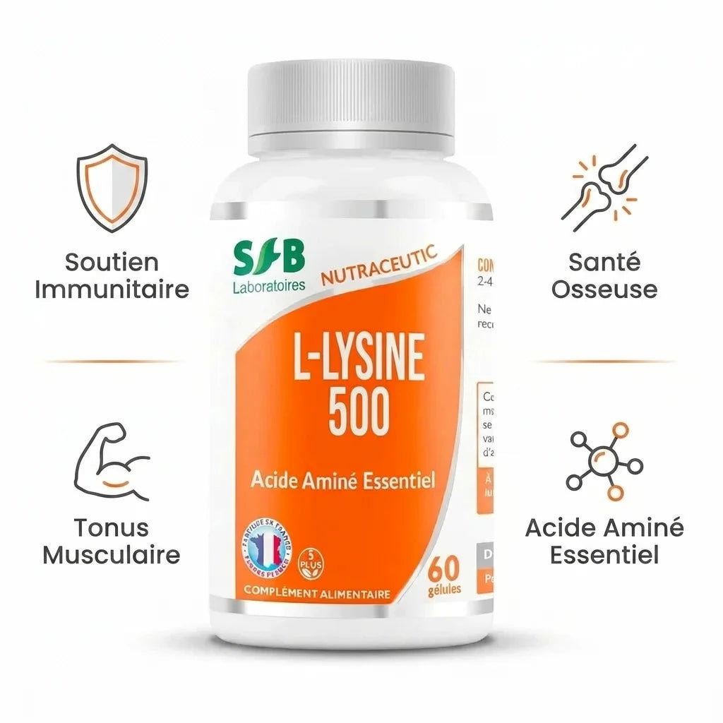 L-Lysine 500 vegan SFB en gélules avec bénéfices immunitaires et musculaires