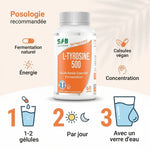 L-Tyrosine vegan 500mg SFB - Posologie 1-2 gélules par jour avec verre d'eau