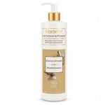 Lait corporel Essence d'Amande bio Florame avec pompe dorée sur fond blanc