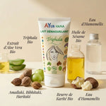 Lait démaquillant Triphala bio Ayurvana avec ingrédients naturels: aloe vera, huile de sésame et beurre de karité
