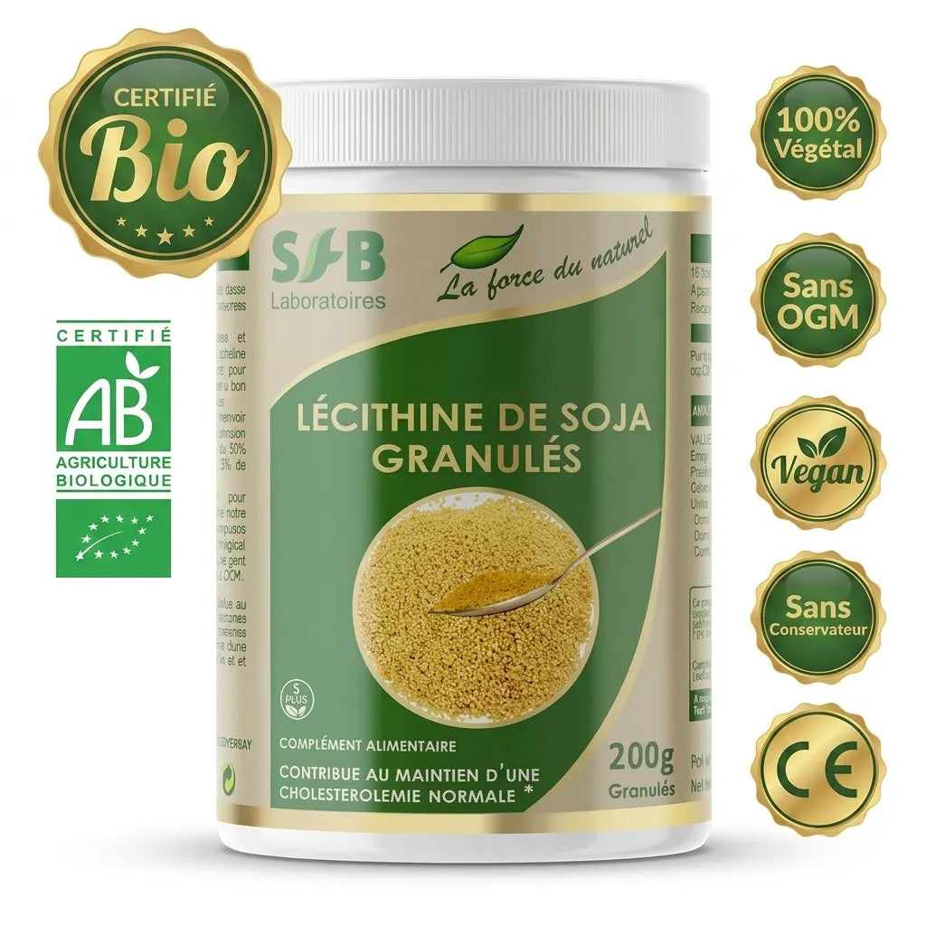 Lecithine de Soja SFB en granulés - Complément alimentaire bio vegan sans OGM