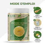 Lécithine de soja SFB en granulés avec mode d'emploi et dosage recommandé illustré étape par étape