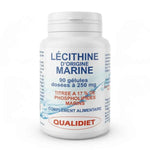 Flacon de Lécithine d'Origine Marine Qualidiet en gélules sur fond blanc