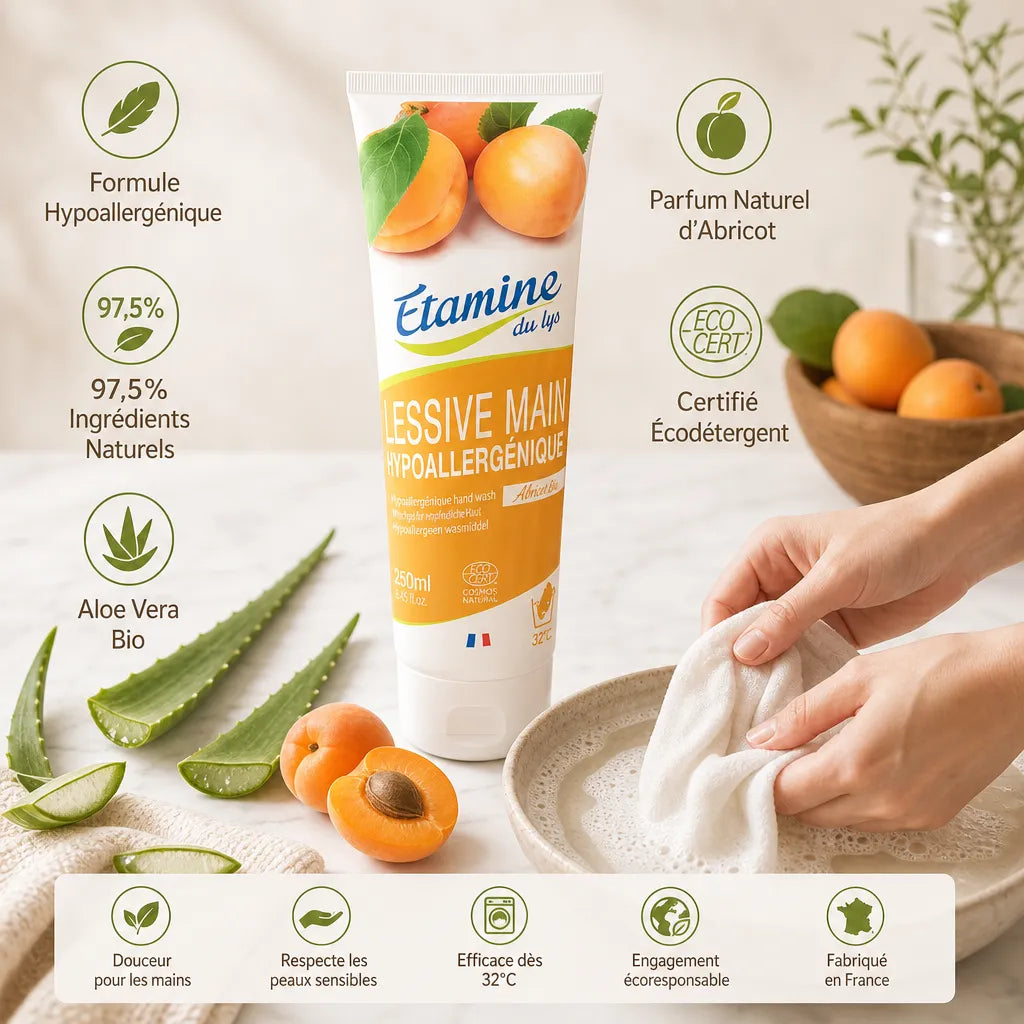 Lessive main hypoallergénique Etamine du Lys avec aloe vera bio et ingrédients naturels