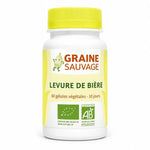Levure de bière bio en gélules Graine Sauvage, bouteille blanche avec bouchon vert