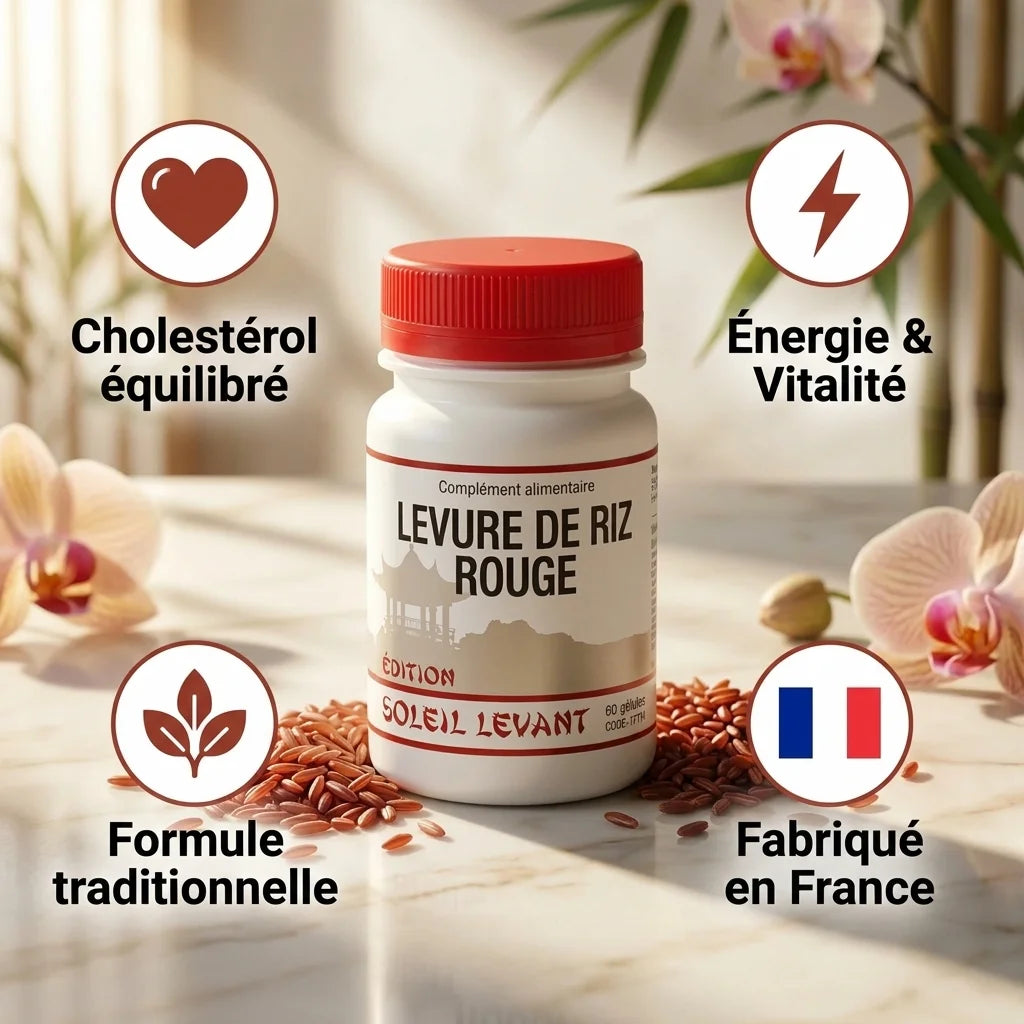 Levure de riz rouge 60 gélules - Supplément cholestérol, énergie et vitalité fabriqué en France