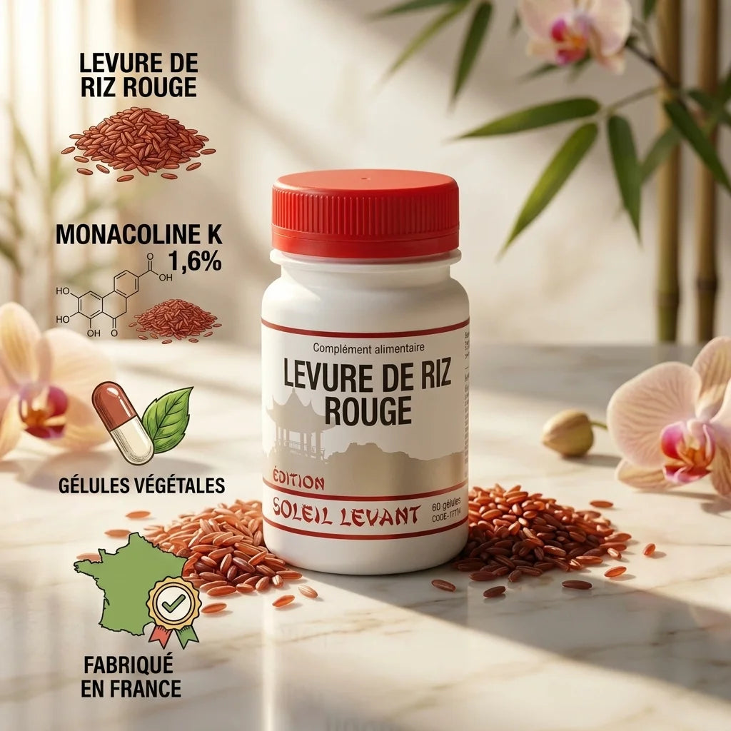 Levure de riz rouge 60 gélules avec monacoline K et ingrédients naturels fabriqué en France