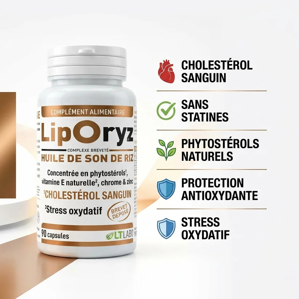 Liporyz capsules complément cholestérol naturel sans statines avec phytostérols antioxydants