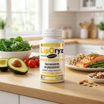 Liporyz Starter en capsules avec légumes frais et repas sain pour la santé cardiovasculaire