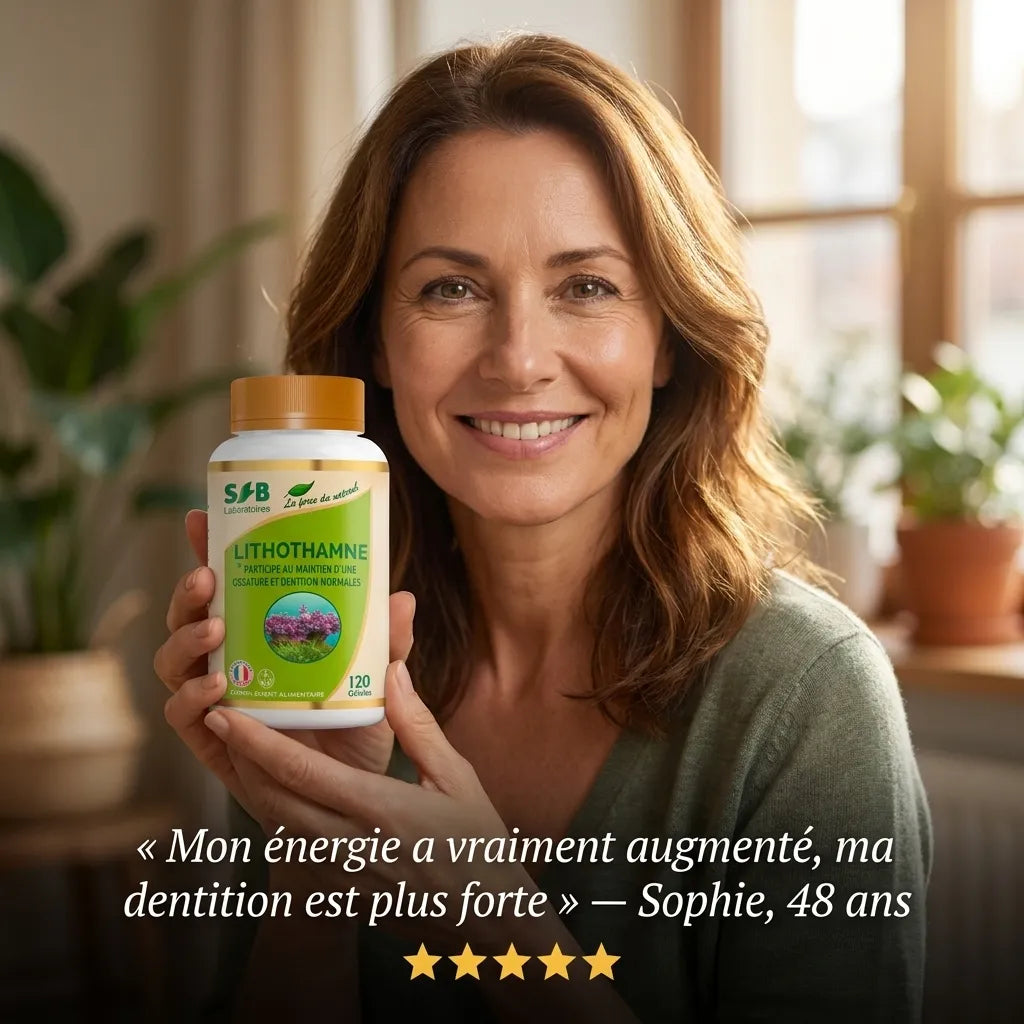 Lithothamne SFB en gélules avec témoignage client 5 étoiles - Énergie et dentition renforcées