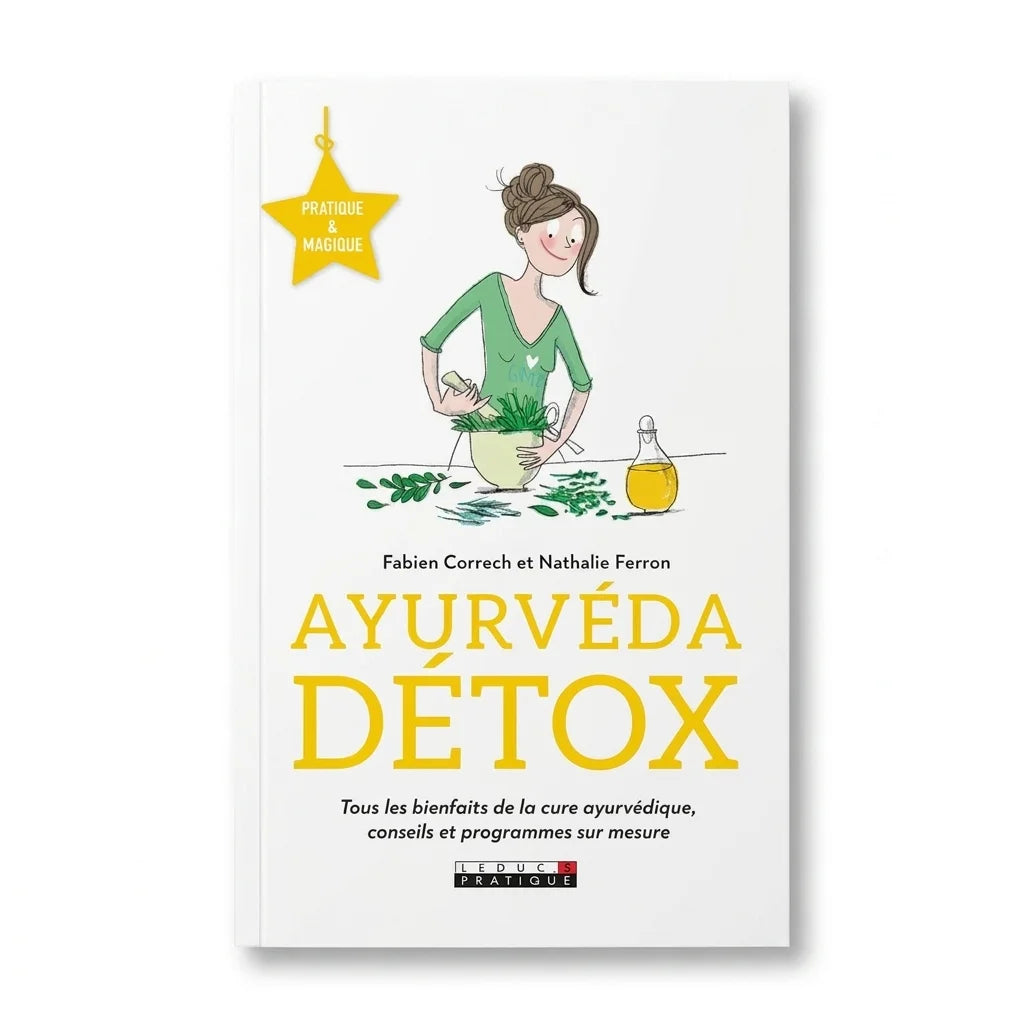 Couverture du livre Ayurvéda Détox 207 pages de Correch et Ferron sur fond blanc
