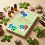 Livre Initiation à l'Ayurveda de J.-M. Réa sur bois avec herbes et pierres de méditation