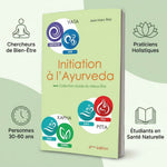 Livre Initiation à l'Ayurveda de J.-M. Réa avec icônes bien-être et praticiens holistiques