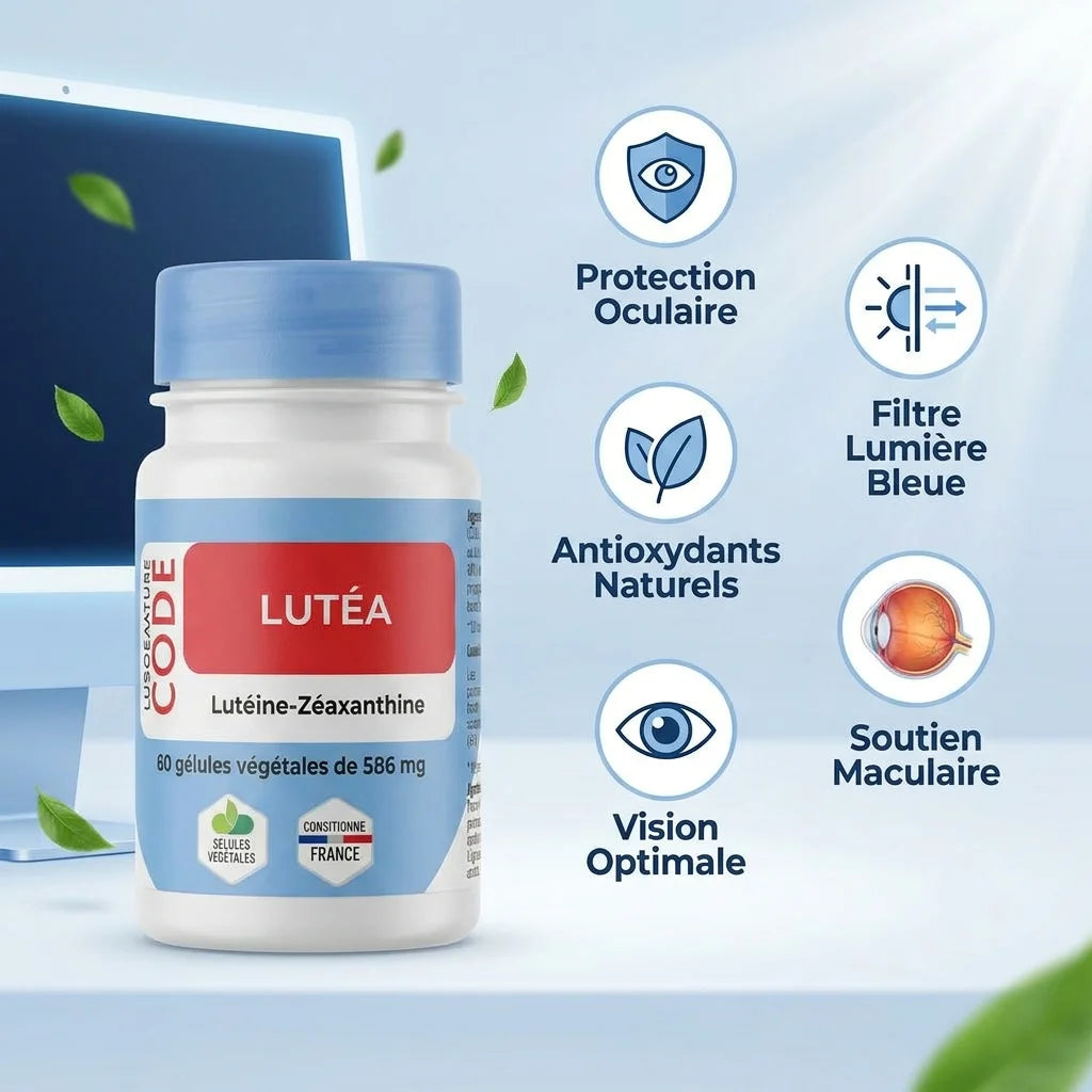 Lutéa en gélules - Supplément lutéine-zéaxanthine avec 5 bénéfices pour la vision oculaire