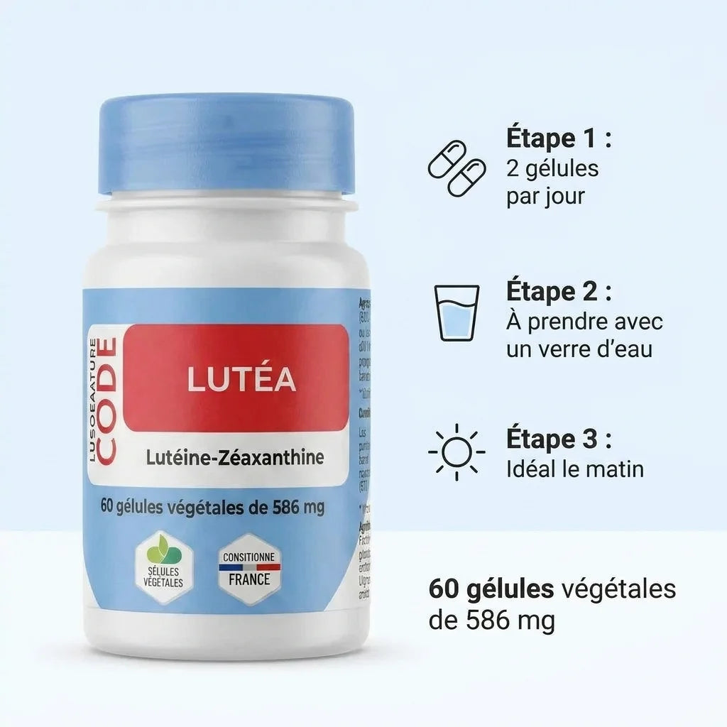 Lutéa en gélules 60 capsules végétales 586mg avec guide d'utilisation posologie 2 gélules par jour