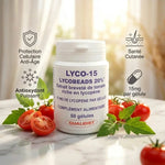 Lyco15 lycopène gélules avec tomates, bénéfices antioxydants et protection cellulaire anti-âge