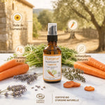 Macérât huileux de carotte bio Florame en flacon avec ingrédients naturels et certification organic