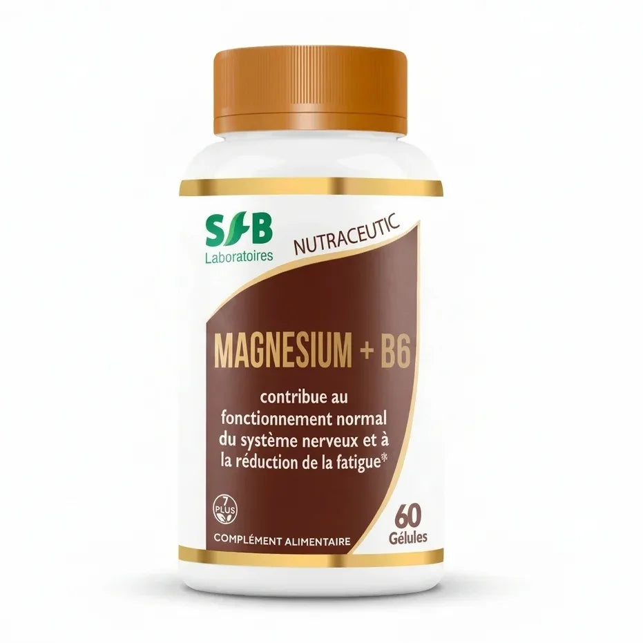 Bouteille de magnésium marin + B6 SFB en gélules, complément alimentaire isolé
