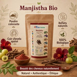 Manjistha bio poudre Ayur-vana avec ingrédients ayurvédiques naturels et étiquetage français