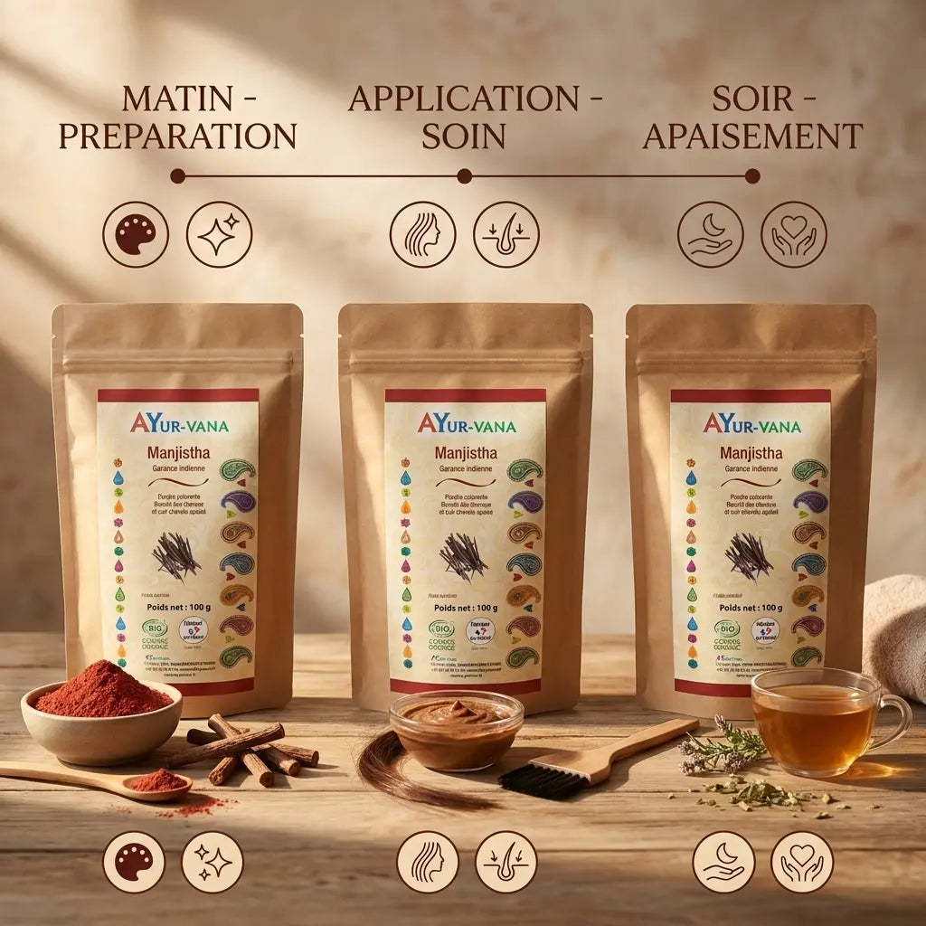 Manjistha bio Ayur-vana poudre - Rituel beauté matin soir avec ingrédients naturels
