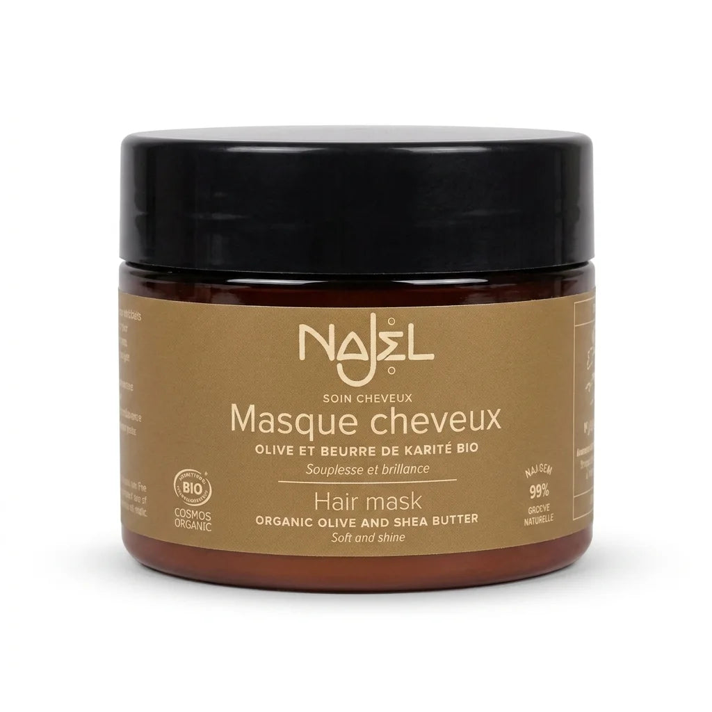 Masque cheveux démêlant Najel au beurre de karité bio certifié en pot