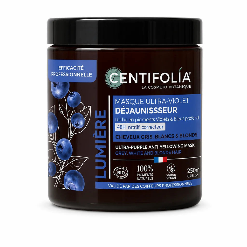 Masque Déjaunisseur Centifolia Bio en pot verre ambré, produit cosmétique certifié naturel