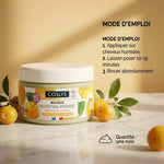 Masque Nutrition Intense Coslys bio avec mirabelles, mode d'emploi et instructions d'application sur cheveux