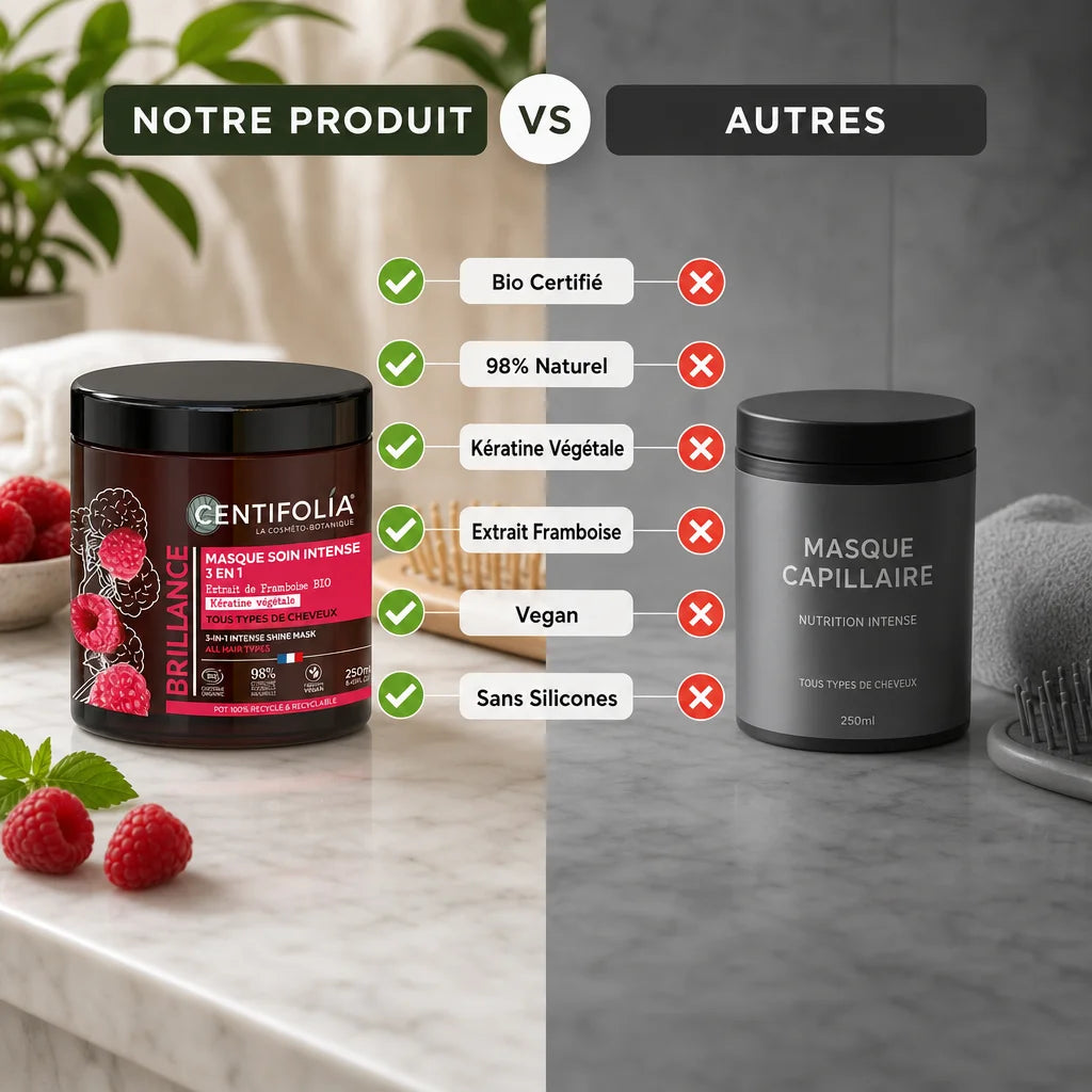 Masque brillance intense Centifolia bio 3 en 1 comparaison produit certifié naturel vegan