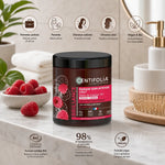 Masque soin brillance Centifolia bio 3 en 1 en pot verre ambré sur vanité marbre