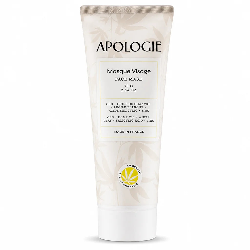 Tube de 75g Masque Visage Purifiant Apologie sur fond blanc