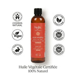 Monoï de Tahiti® Najel certifié bio vegan en flacon verre ambré avec labels naturels