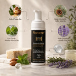 Mousse de rasage bio Florame avec ingrédients naturels : argan, menthe, cèdre et lavande