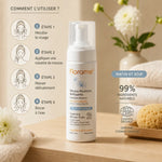 Mousse Micellaire Nettoyante Florame bio avec étapes d'application et ingrédients naturels certifiés