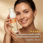 Mousse nettoyante Tulsi bio Ayurvana avec témoignage client et certification Cosmos Organic