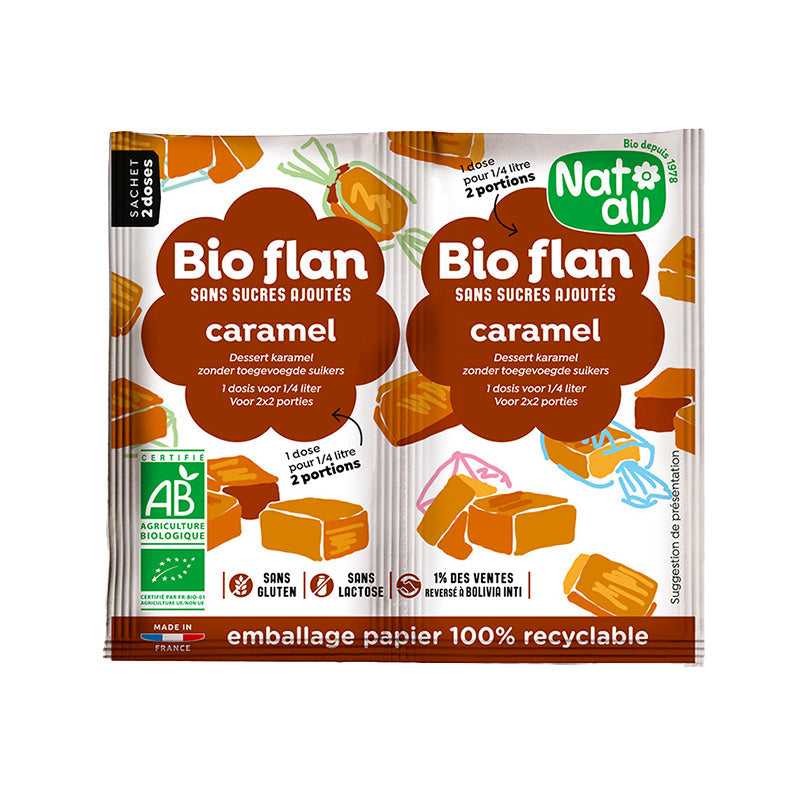 Bioflan Caramel bio sans lactose et sans gluten - Nat Ali