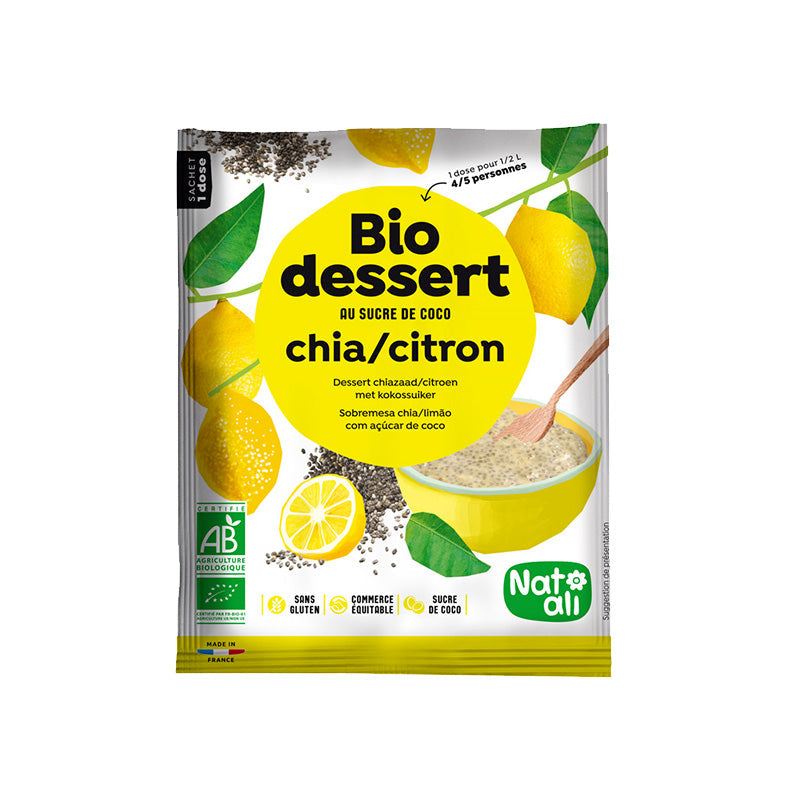 Crème dessert chia-citron vegan et bio - Nat Ali