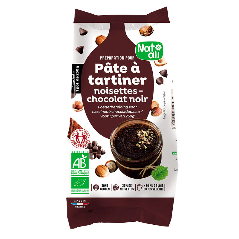 Pâte à tartiner maison noisettes-chocolat noir bio