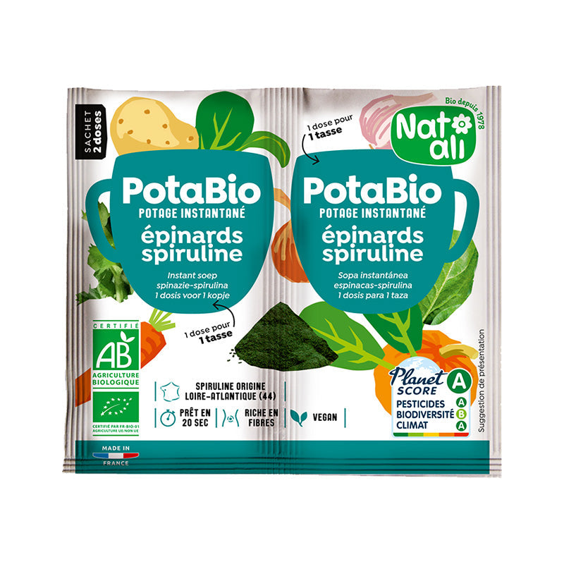 Potabio épinards et spiruline bio en sachets – Nat Ali