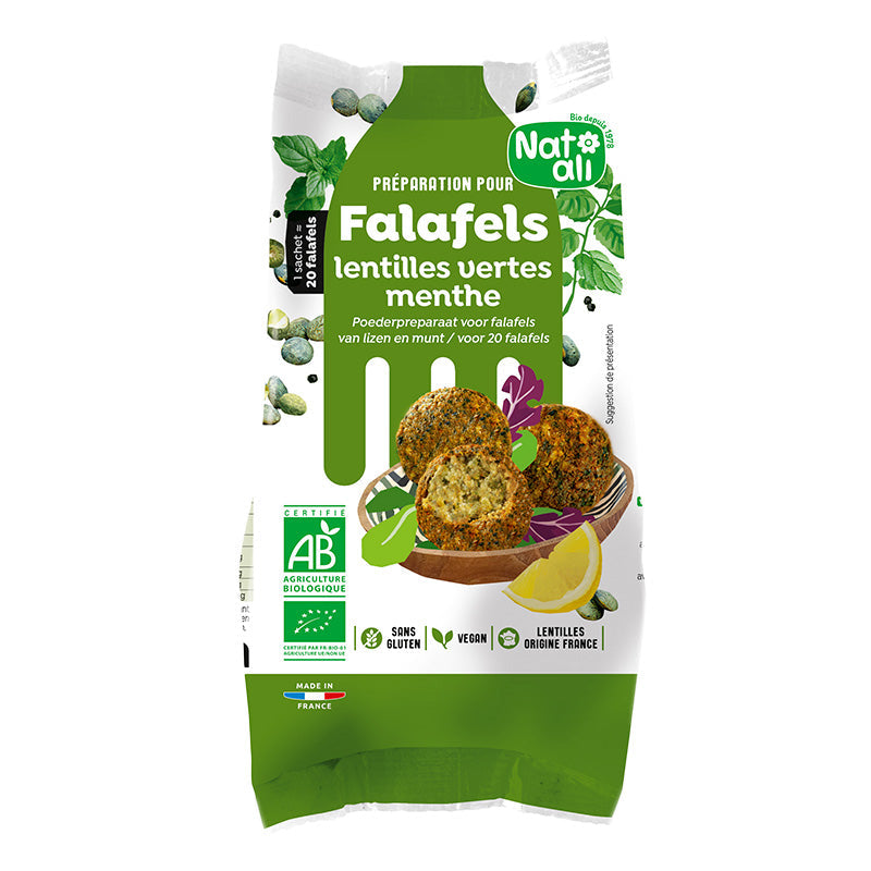 Préparation pour Falafels lentilles vertes et menthe bio en sachet – Nat Ali
