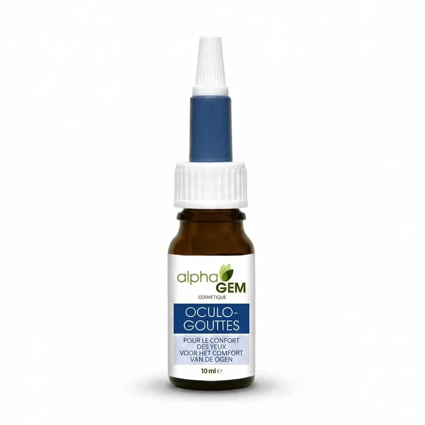 Alphagem Oculo Gouttes bio flacon 10ml verre ambré avec compte-gouttes, gouttes oculaires biologiques