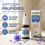 OptiGem spray paupières bio vegan HerbalGem eau florale bleuet apaisement hydratant