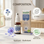 OptiGem spray paupières bio vegan avec composition bleuet et éctoïne sur fond blanc