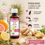 Originel Kid Immunité Bio en flacon doseur avec gingembre, citron et posologie bio sans alcool